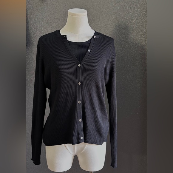 Banana Republic Sweaters - 2pc Banana Republic vintage Black 100% Silk Twinset cardigan+shell like new/EUC